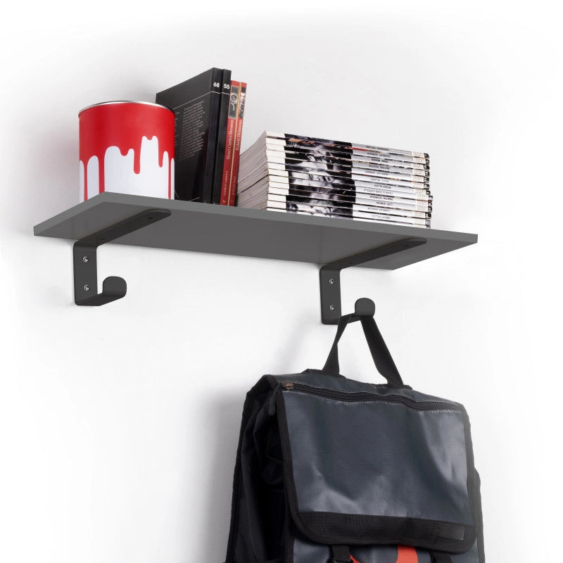 Set di supporti per mensole in legno Shelf dritto con tubo quadro, Acciaio, Verniciato bianco