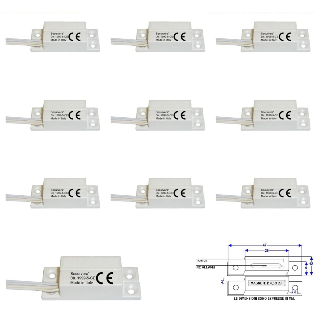 10 CONTATTI MAGNETICI NC A MATTONCINO DA ESTERNO Securvera ST-405XCMABTC