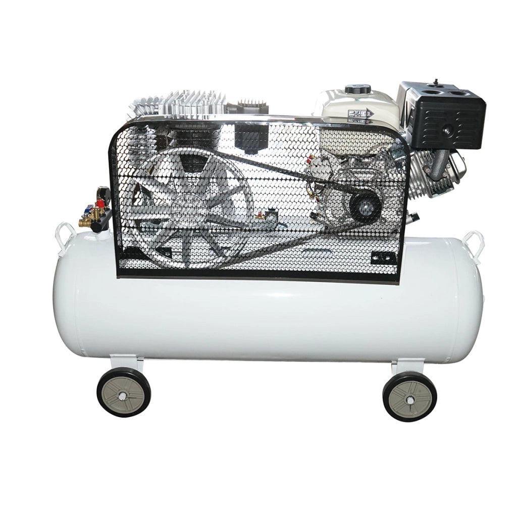 Compressore d'aria a cinghia da 200 litri, motore a benzina da 13 CV, pressione massima 8 bar, volume di aspirazione aria 600 l/min Breckner Germany