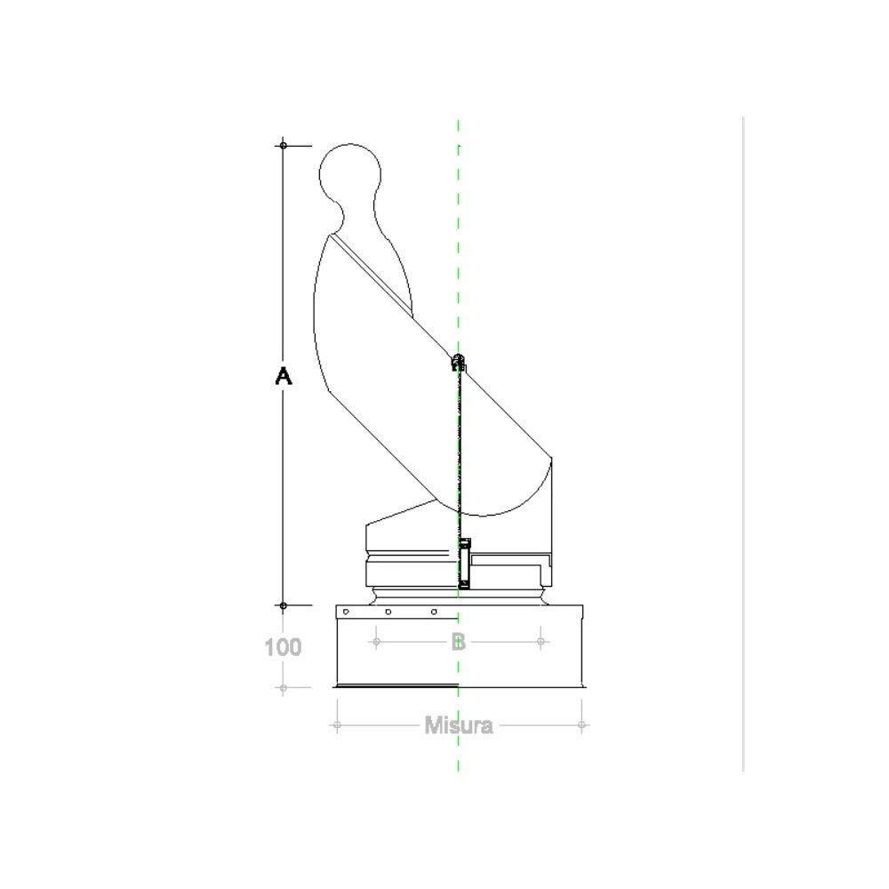 Fumaiolo gallo 52x52cm in acciaio inox base quadra