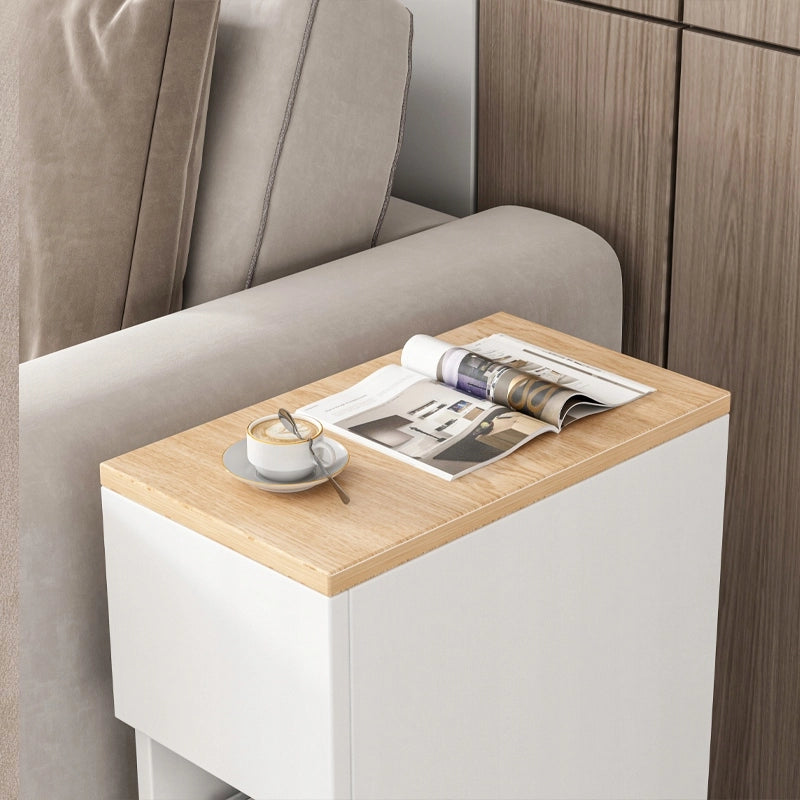Comodino stretto con cassetto, tavolino con ripiano, moderno loft camera da letto 60 cm