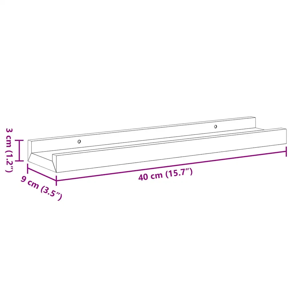2 pz Mensole da Parete | Scaffali a Parete | Ripiano a parete Bianco Lucido 40x9x3 cm