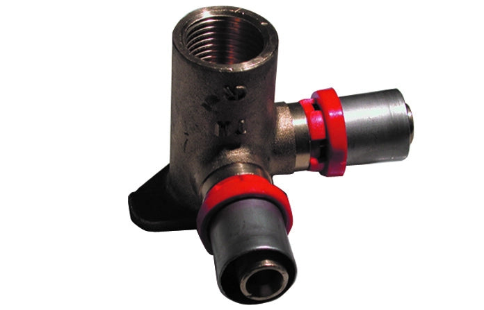 RACCORDO PRESS CURVO FEMMINA CON FLANGIA DOPPIA  PER MULTISTRATO- 1/2 x 16- TIEMM- pezzi 1