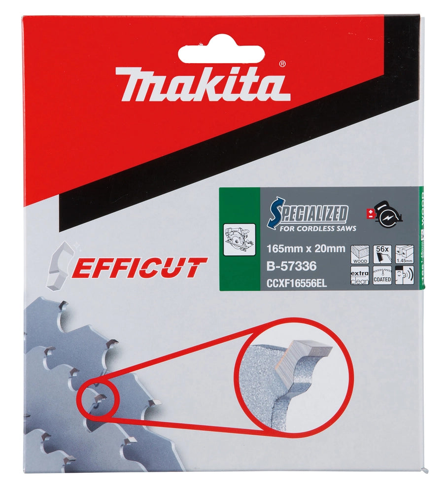 Lama Circolare Makita EFFICUT B-57336 165 x 20 mm 56 Denti per Legno, MDF e Laminato