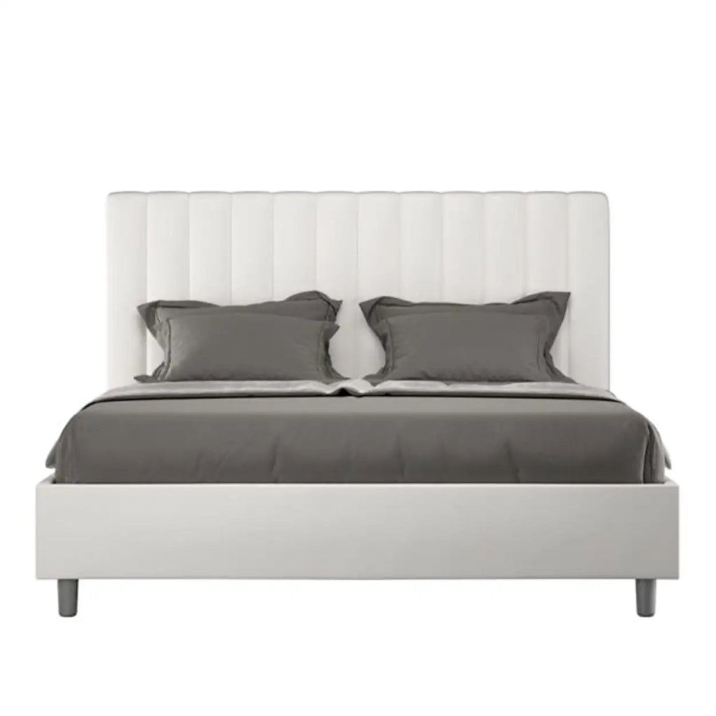 Letto matrimoniale senza rete imbottito 160x200 similpelle bianco Agueda