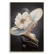 Stampa su Tela Donna con Fiore, Multicolore, Legno, 62x4x92 cm