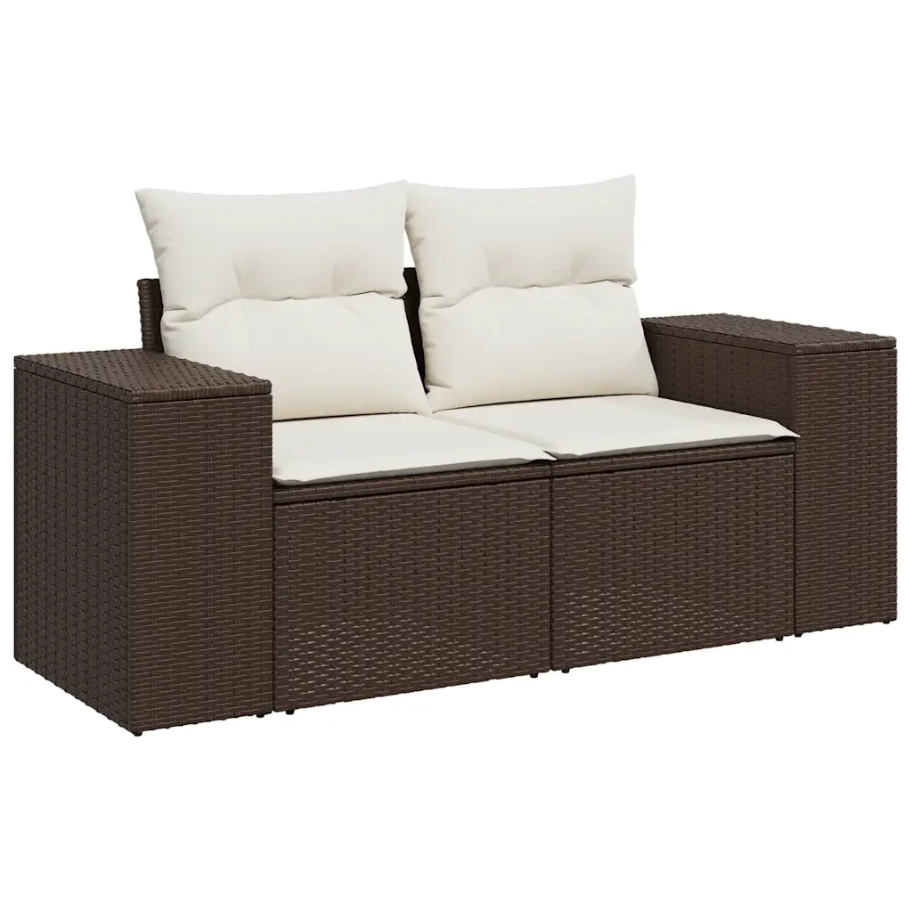 Set Divani da Giardino 10pz con Cuscini in Polyrattan Marrone 3223052