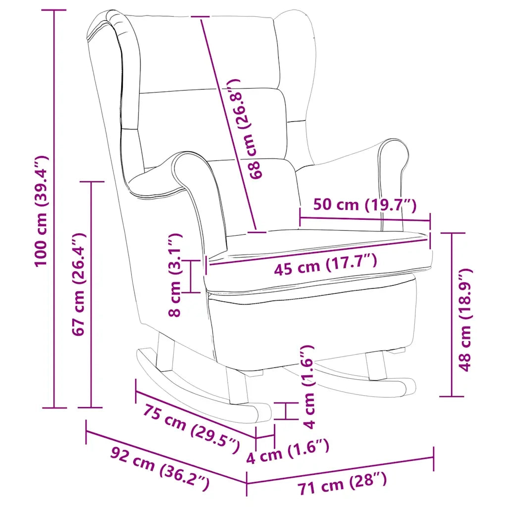 Sedia a Dondolo Crema 74x90x102 cm in Tessuto 4016926