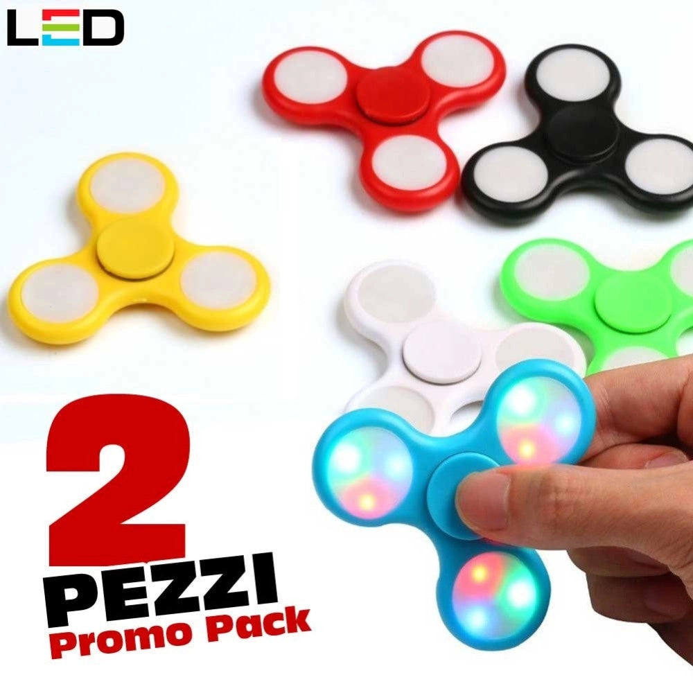 Trade Shop - Spinner Con Luci Led Luminoso Fidget Anti Stress 2 Pezzi Gioco Rilassante 3d -