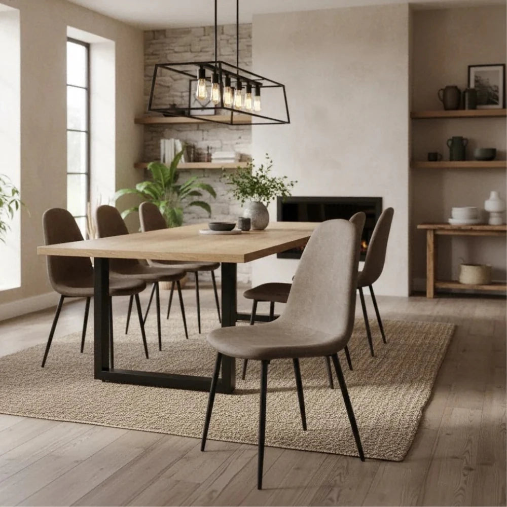 Set di 4 sedie da pranzo imbottite in similpelle tortora Aurelia con struttura in metallo facili da pulire | Duzzle