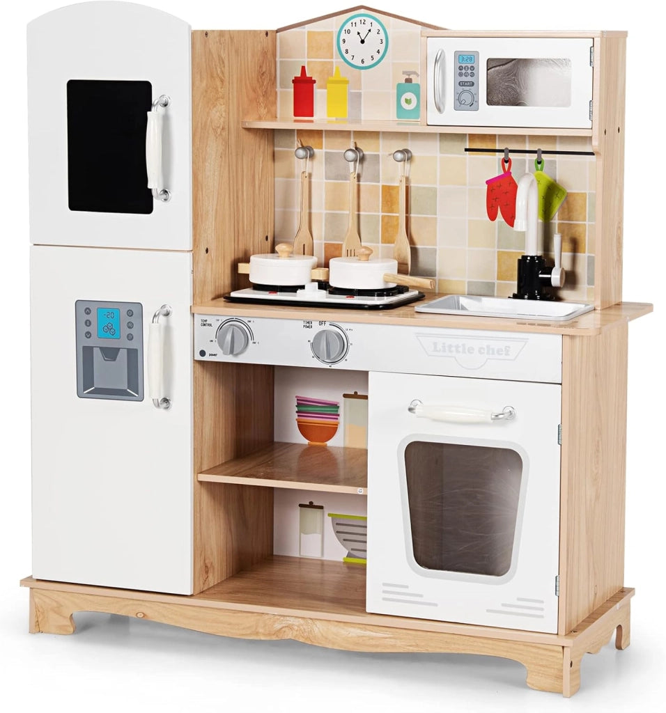 Cucina Giocattolo per Bambini, Cucina Finta Giocattolo con Suoni e Luci Realistici, Accessori Completi di Utensili da Cucina, Ideale per Bambini 3-7 Anni