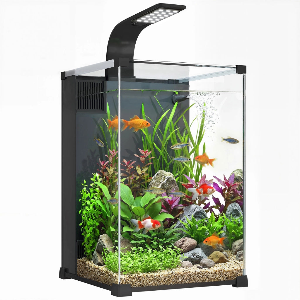 Acquario Nano in Vetro Temperato ¨C Xylo ¨C con Filtro Integrato Pompa 5W LED 30x30x45cm Nero