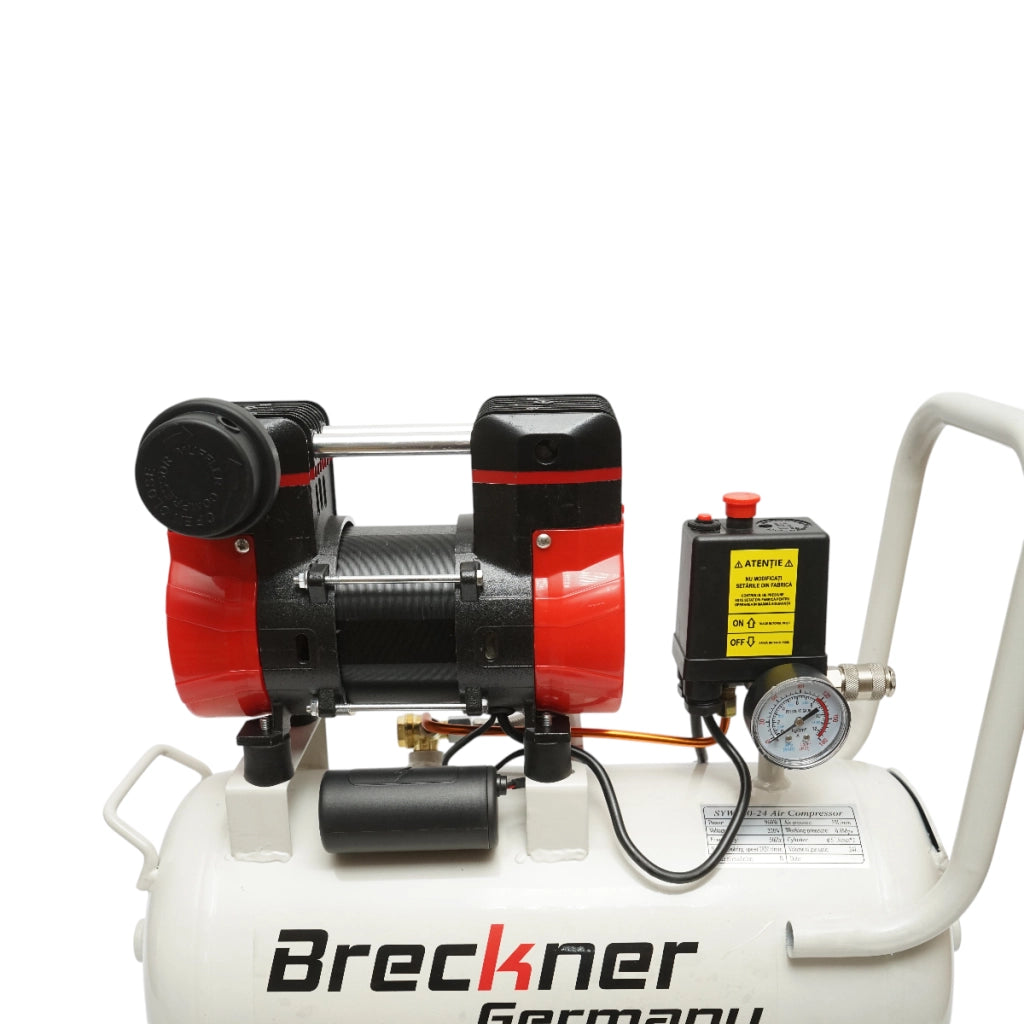 Compressore d'aria da 24 litri, motore a 2 cilindri da 1 kW/1,3 CV, pressione massima 8 bar, volume di aspirazione aria 130 l/min Breckner Germany