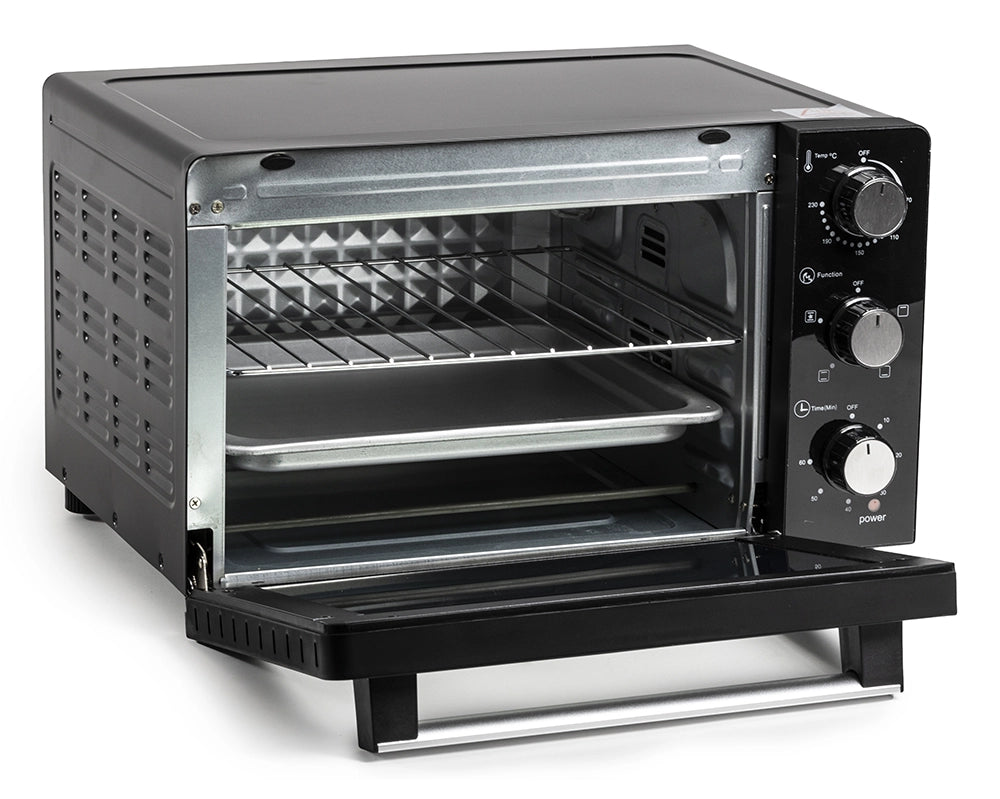 Melchioni Family Forno Elettrico Ventilato DEVIL Capacità 23 litri 3 Modalità di Cottura Timer da 60 Minuti 1200W Doppio Vetro Luce Interna e Temperatura Fino a 230° C 46X40X28 cm