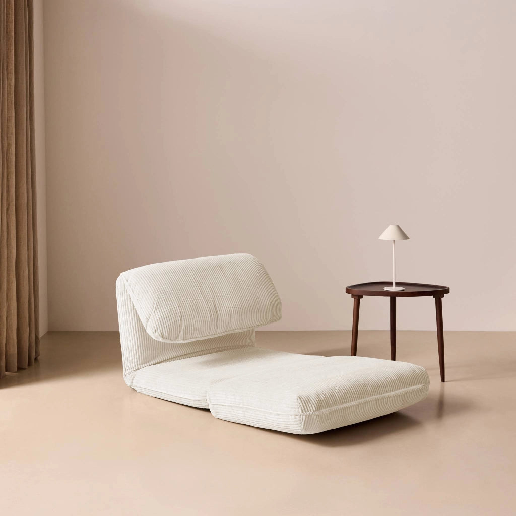 Poltrona letto convertibile velluto a coste grosse coste, bianco