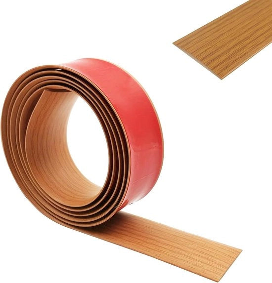 Profilo di transizione autoadesivo - 15 metri - 4 cm - transizione pavimento - PVC - liscio - piastrelle - pavimenti in legno - finitura in legno gialla