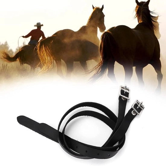Stirrapi per bambini - Sporgenzeppelle - Cinture sintetiche - Nero - Pelle e nylon - Adatti per bambini - Sport equino - Inclusi 2 cinture di 50 cm di colore marrone.