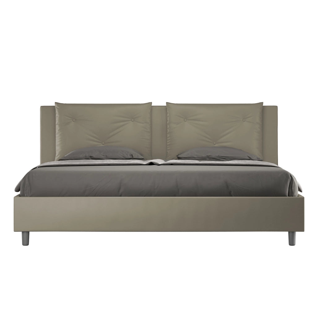 BS COM Letto con rete imbottito 180x190 similpelle cappuccino