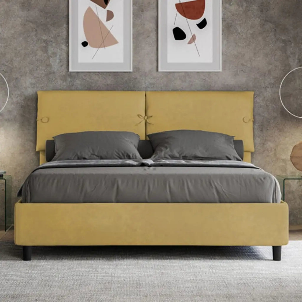 Letto matrimoniale senza rete imbottito 160x190 microfibra ocra Sleeper