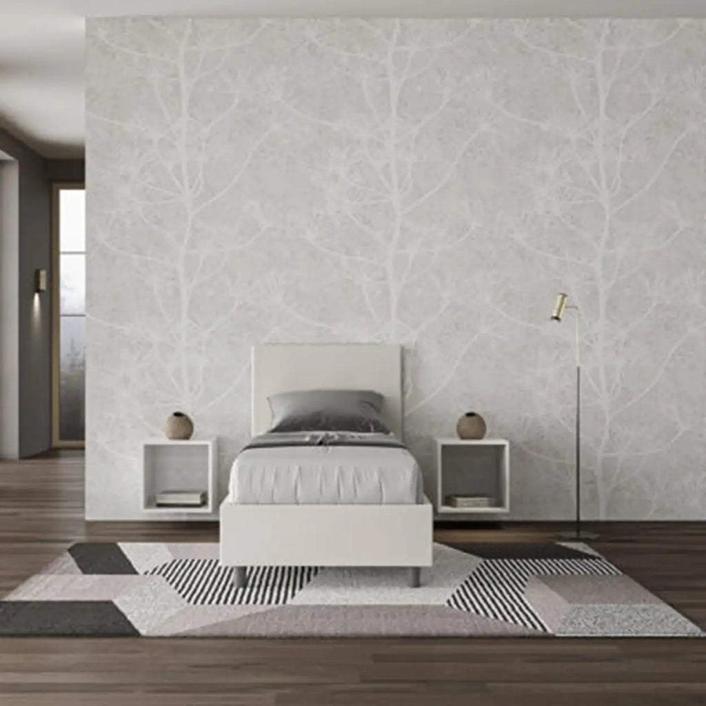 Letto singolo contenitore imbottito 80x190 similpelle bianco Adele