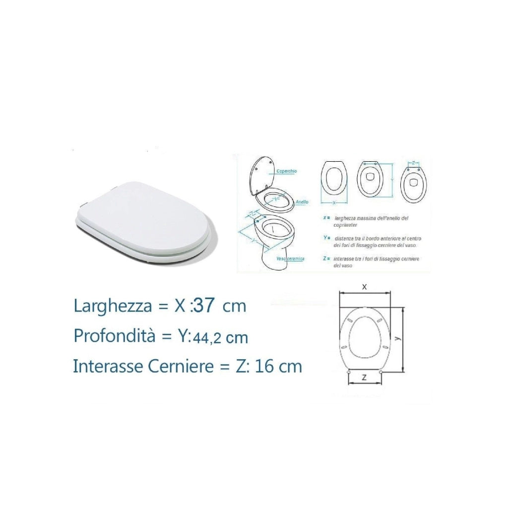 Sedile wc coprivaso Aretusa Cesame copriwc bagno ricambio compatibile legno bianco