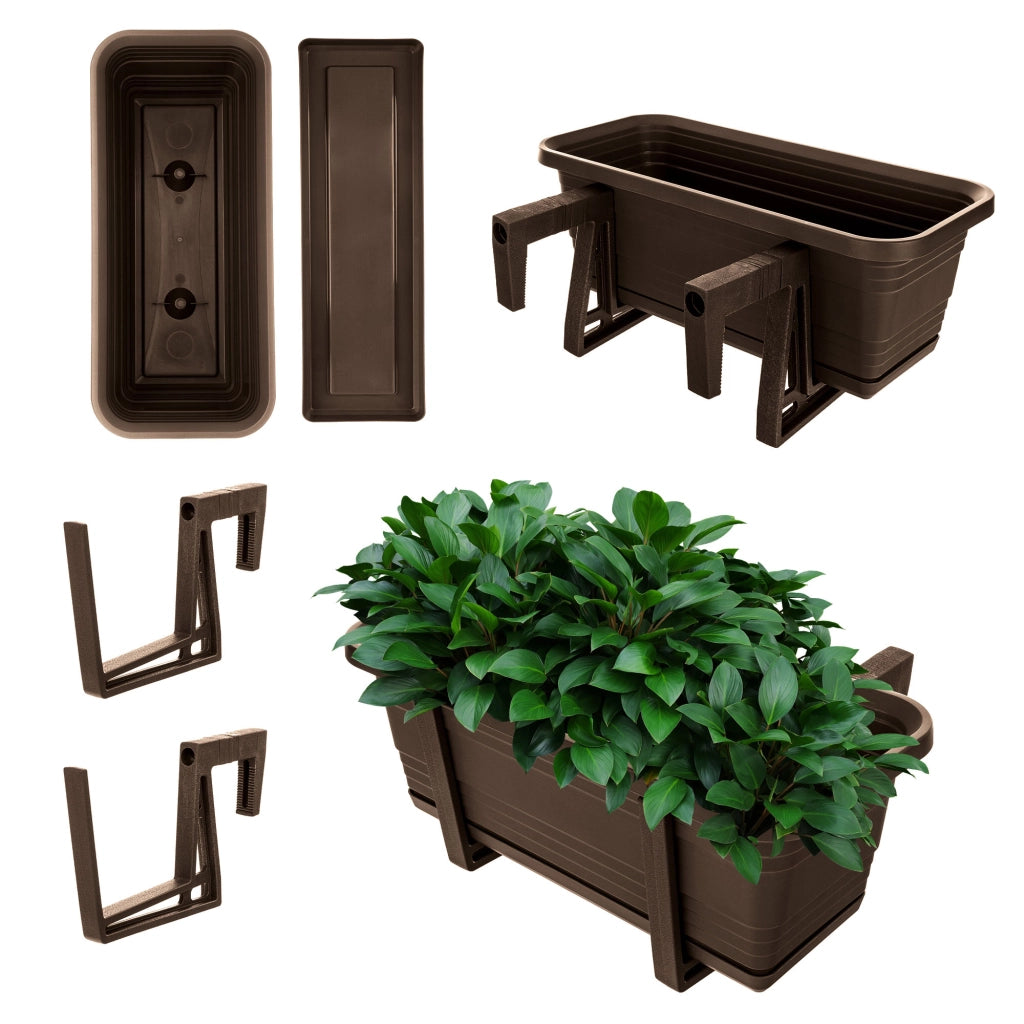 KADAX Fioriera da balcone, vaso da fiori, 40 cm, manici, supporto, ringhiera del balcone