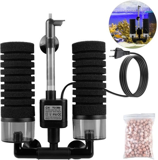 Filtro per Acquario Stagnante - Filtro a Schiuma con Pomp - Filtrazione Biologica/Mecanica - Adatto per Acquari > 60 cm - Progetto Multistrato