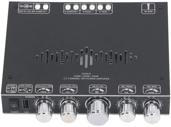 Amplificatore Bluetooth - 2.1 canali - 220W di potenza - ingresso AUX e USB - audio stereo - audio potente - adatto per la casa