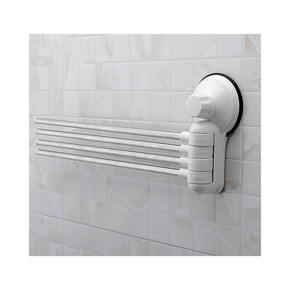 Trade Shop - Porta Asciugamani Asciugamano A Parete 4 Bracci Con Attacco A Ventosa Per Bagno -