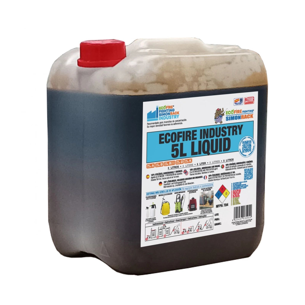 Estintore agente estinguente liquido 5 lt. Ecofire ecologico classi spegnimento A-B-C-D-F-Li-(batterie al litio) casa auto lavoro industria Simonrack