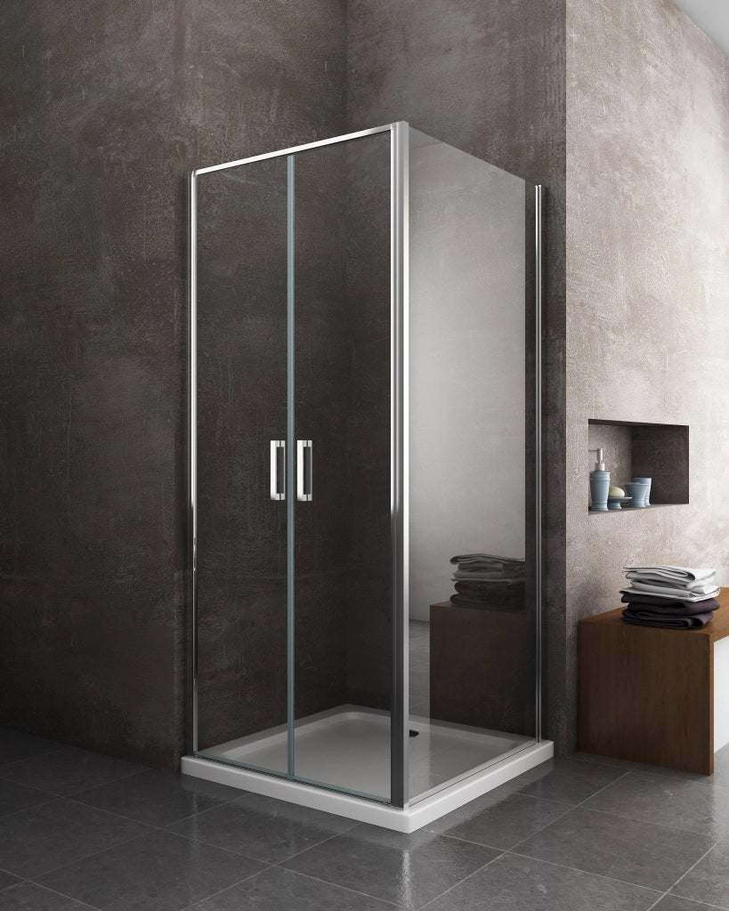 Box doccia angolare parete fissa e porta battente tipo saloon vetro 6 mm reversibile MISURA 72,5-75 ANTA FISSA + PORTE 87-90
