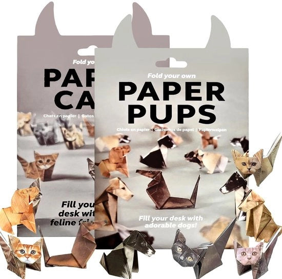 Set di origami per gatti e cani a forma di carta, 100 fogli, set di hobby per bambini e adulti, piega simpatiche figure di gatti per decorazione e regali