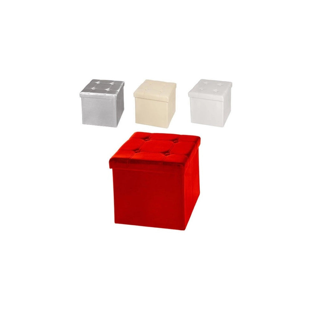 Trade Shop - Pouf Scatola Portaoggetti Puff Poggiapiedi A Forma Di Cubo In Ecopelle Colore -