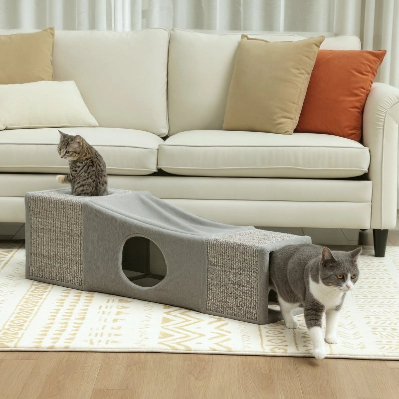 TUNNEL PER GATTI Faltabile 98 x 30 x 30 cm Marrone in Poliestere e Sisal