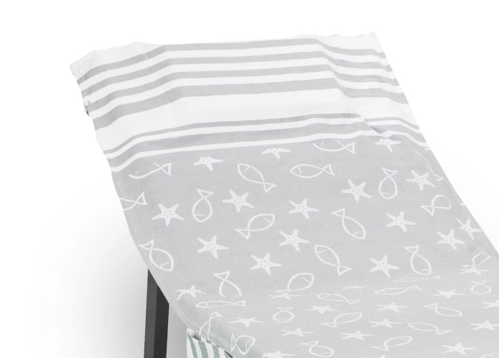 Telo Mare Lettino Spiaggia Piscina Con Cuscino Imbottito E Tasche Fishy Grigio
