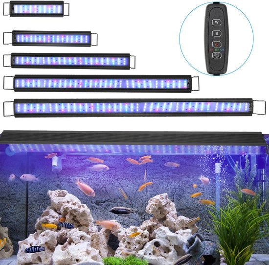 Illuminazione LED per acquario a 36W con timer decorazione per acquari con crostacei - Adatto per acquari di 87-110 cm - Illuminazione LED RGB per acquario - Tre modalità di illuminazione - Regolatore di timer integrato - Maniglia regolabile