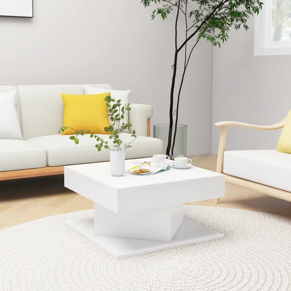 Tavolino da Salotto Bianco 57x57x30 cm in Legno Multistrato 808368