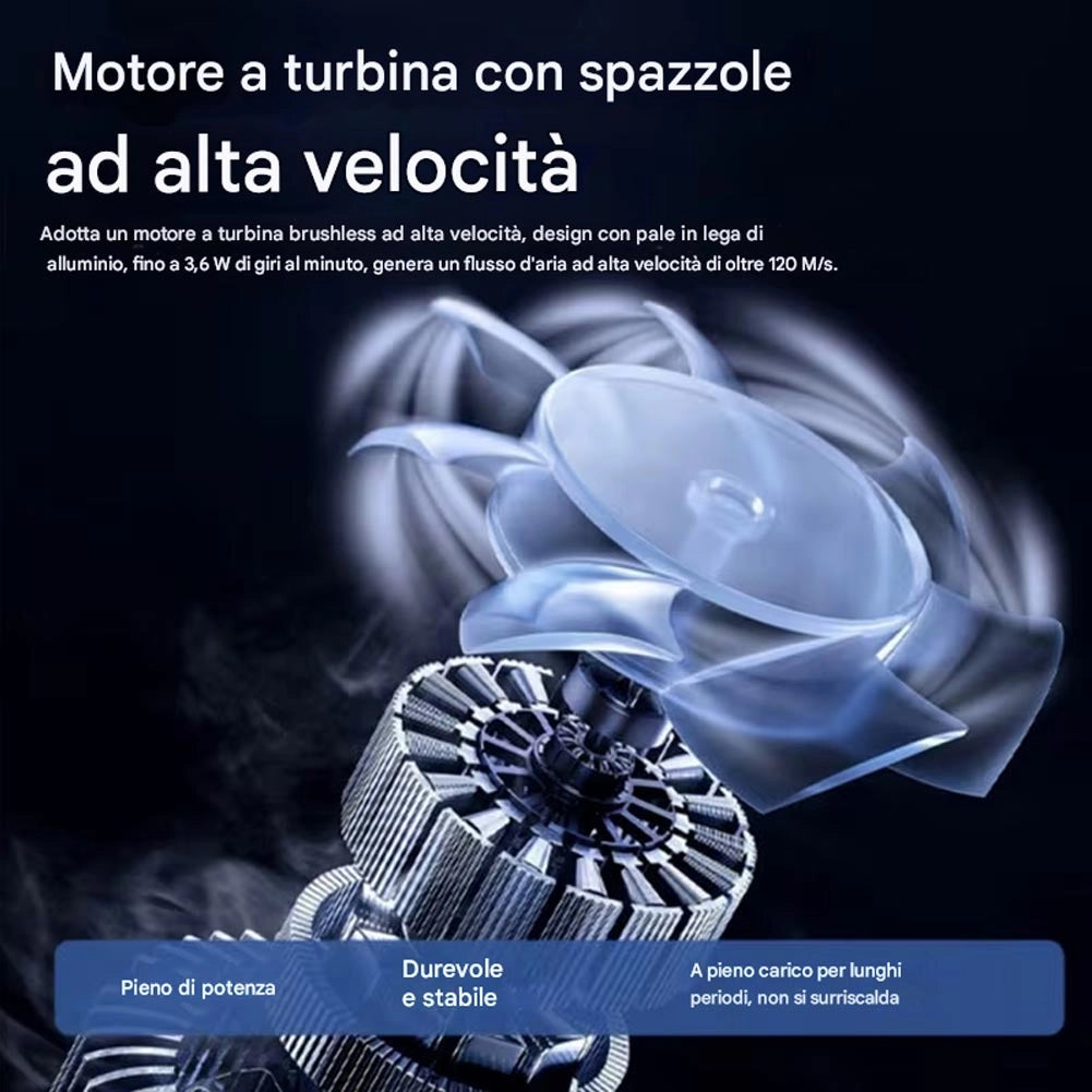 Soffiatore per Foglie Asciugatore per Auto Alta Velocità 2 Batterie e Valigetta