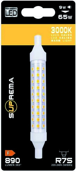 Suprema LAMPADA LED LINEARE R7S mm.118, Luce calda 9 W - 890 lumen 6.00 pz