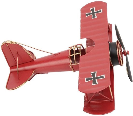 Modello Retro Biplano Decorativo in Metallo - Alta Qualità Acciaio - 21,3 cm Ala - Ideale Regalo - Aeromodello