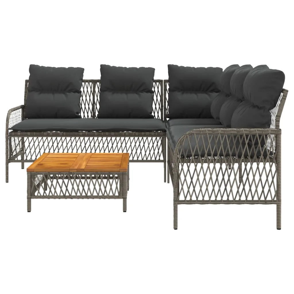 Set Divano da Giardino 2 pz con Cuscini Grigio in Polyrattan 368734