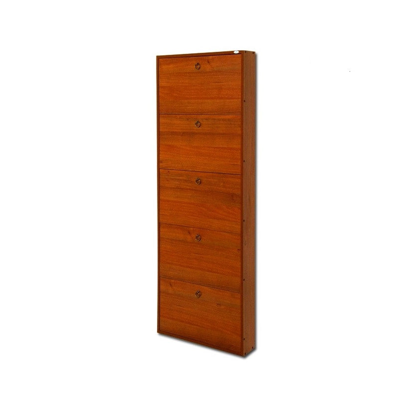Scarpiera Slim in legno nobilitato 5 ribalte noce antico h.180x65x15 cm