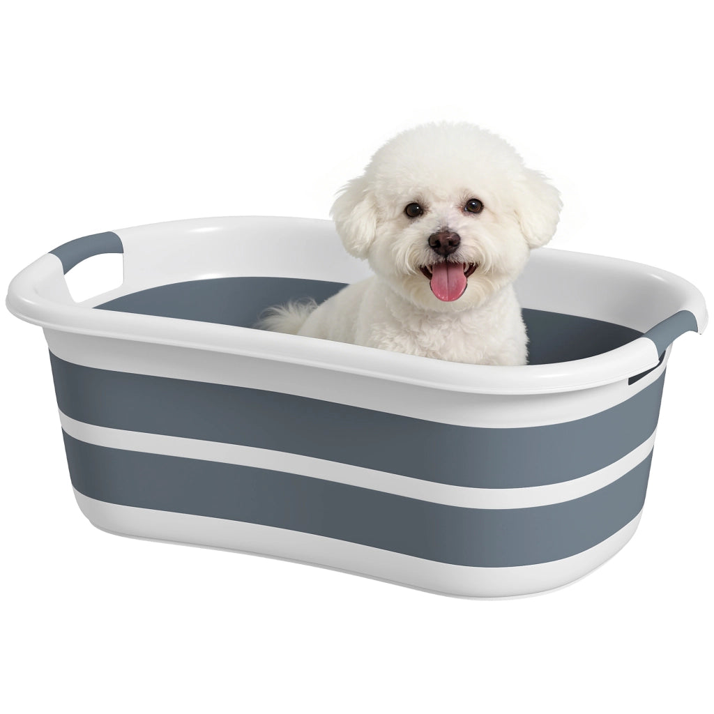 Vasca da Bagno per Cani Pieghevole Portatile con Scarico ¨C Xylo ¨C Grigio