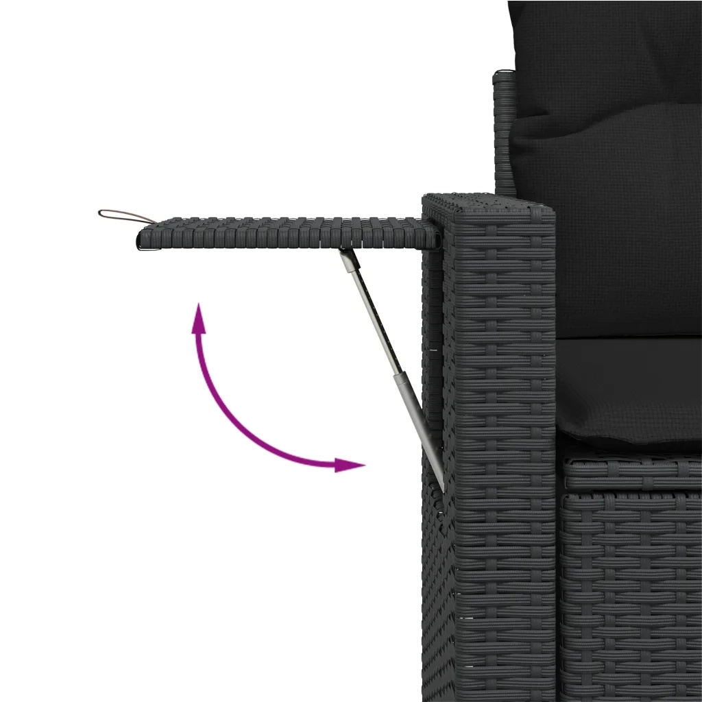 Set Divani da Giardino 5 pz con Cuscini in Polyrattan Nero 3224438