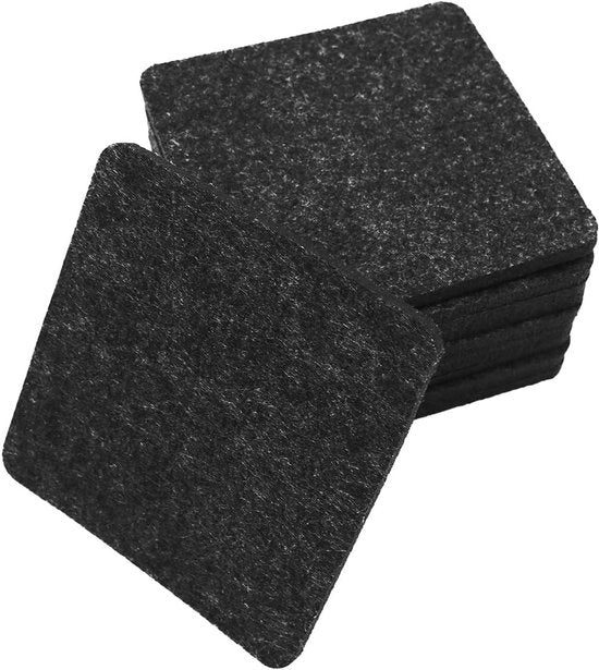 Set di piedini per tavolo in vilt - grigio scuro - 12 pezzi - antiscivolo - per bicchieri da caffè, birra, bicchiere da vino - fusto di vetro - forma quadrata.