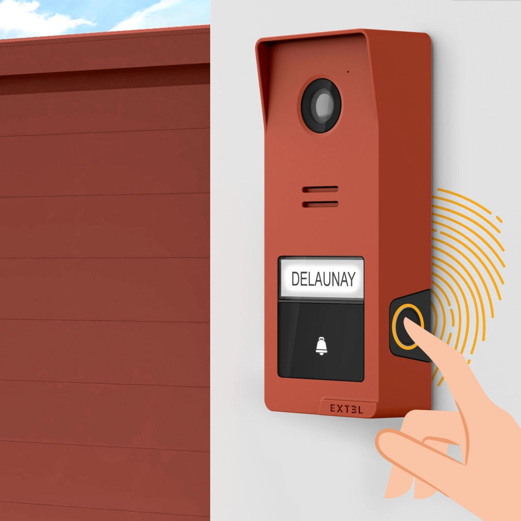 Extel Wave 3 Videocitofono Senza fili Smart Wi-Fi con impronta digitale e controllo da smartphone, Visione Notturna, Apertura da remoto + Cover Esterna Color Terracotta
