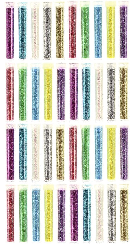 Glitterpoeder Creativo - Mix di colore brillante 40 x 4 g - Decorazione di carte - Ideale per la decorazione di festa - Glitter per ...