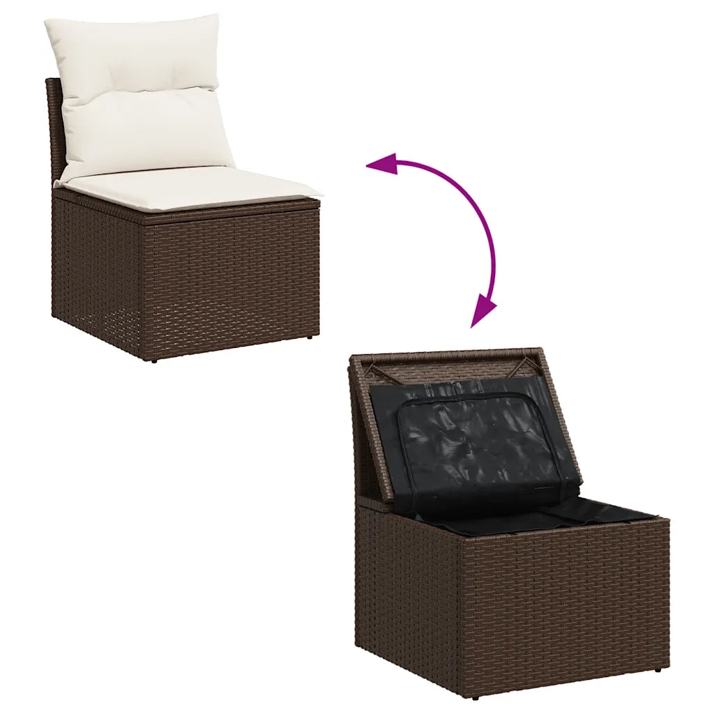 Set Divano da Giardino 5 pz con Cuscini Marrone in Polyrattan 3326244