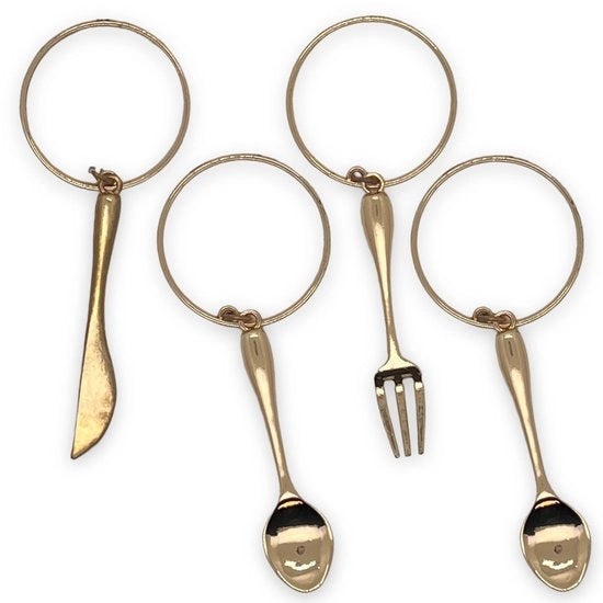 ONF3 - Servetringen - Decorazione - Nozze - Stilistica - Color oro - Festa - Stilosi appendi posate per ogni occasione - Adatto per eventi speciali - 24K Gold Plated - 10 pezzi - Materiale: Metallo - Dimensioni: 24 cm x 1,5 cm