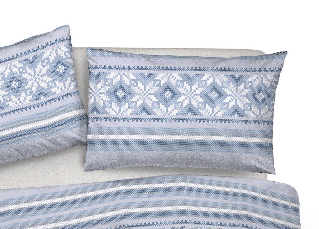 Copripiumino Sacco Piumone Pensieri Delicati Cotone Dis. Norvegia - Matrimoniale - Blu